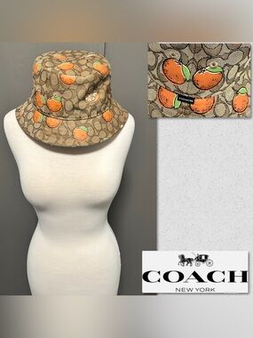 Coach Retro Orange Print Signature Bucket Hat
